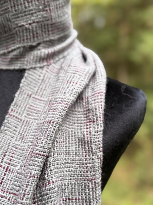 Merino Alpaca Silk - Silver and Plum Logcabin