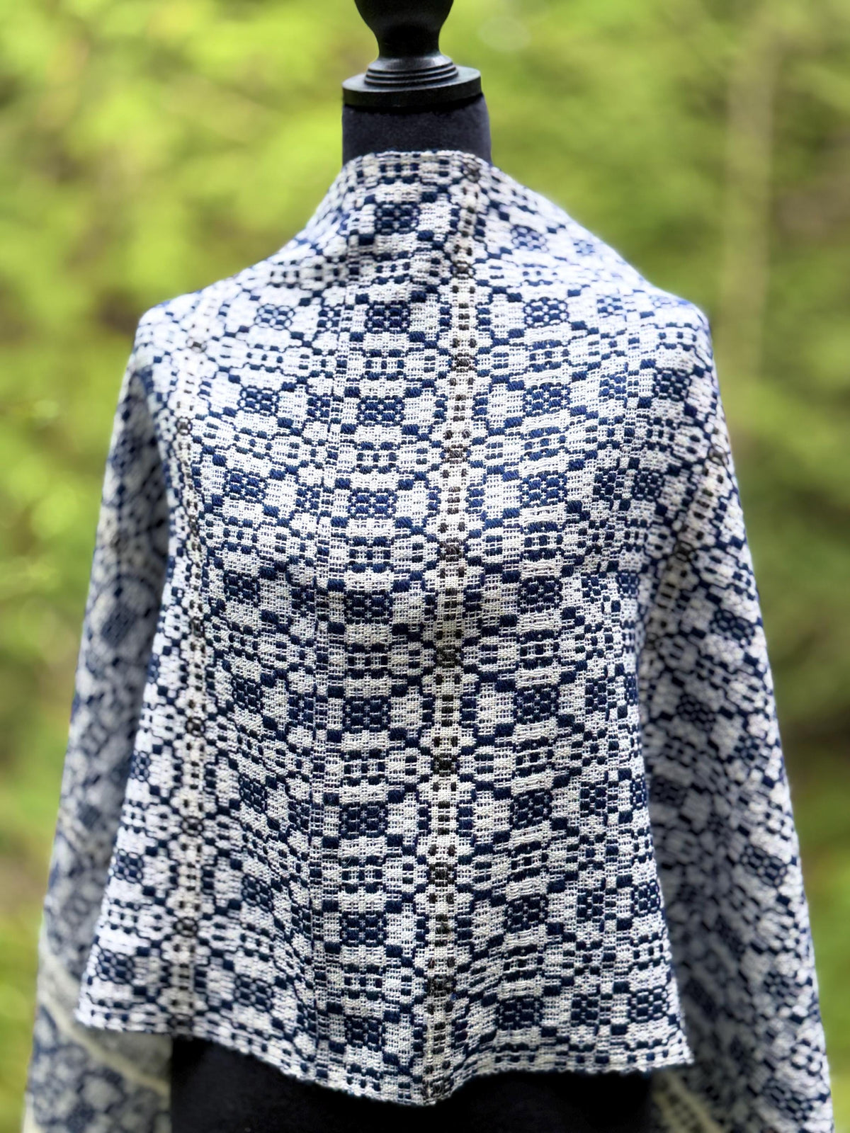 Overshot Shawl - Navy Highland Wool