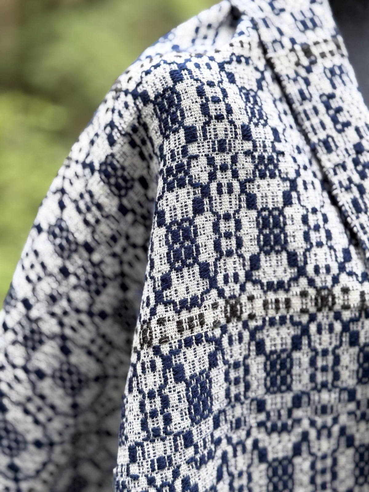 Overshot Shawl - Navy Highland Wool
