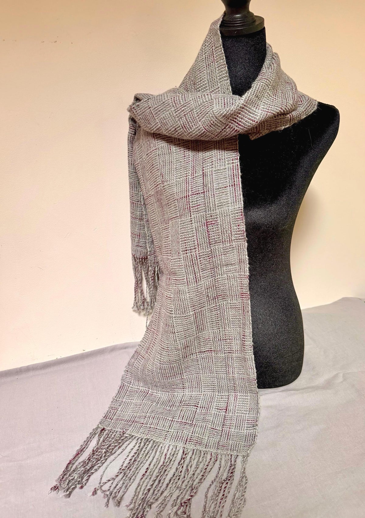 Merino Alpaca Silk - Silver and Plum Logcabin