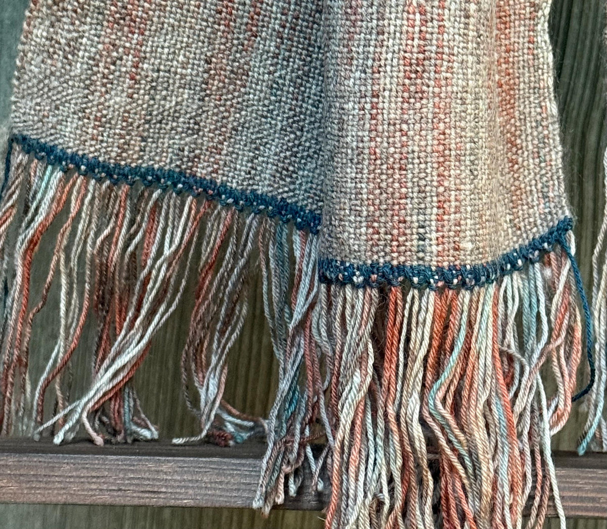 Merino Scarf: Taupe, Rust, Teal