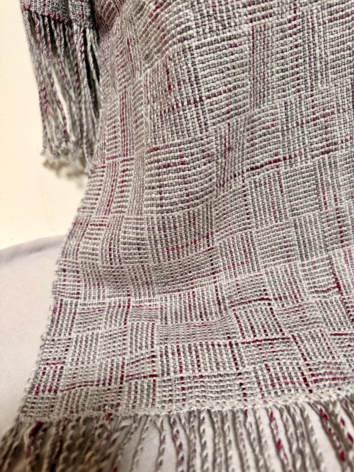 Merino Alpaca Silk - Silver and Plum Logcabin