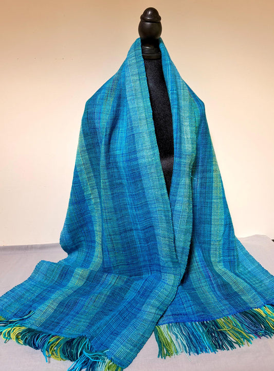 Merino Wrap - Bluebird and Aqua