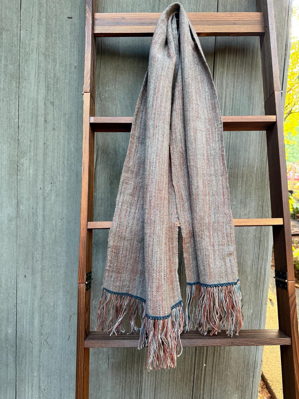 Merino Scarf: Taupe, Rust, Teal