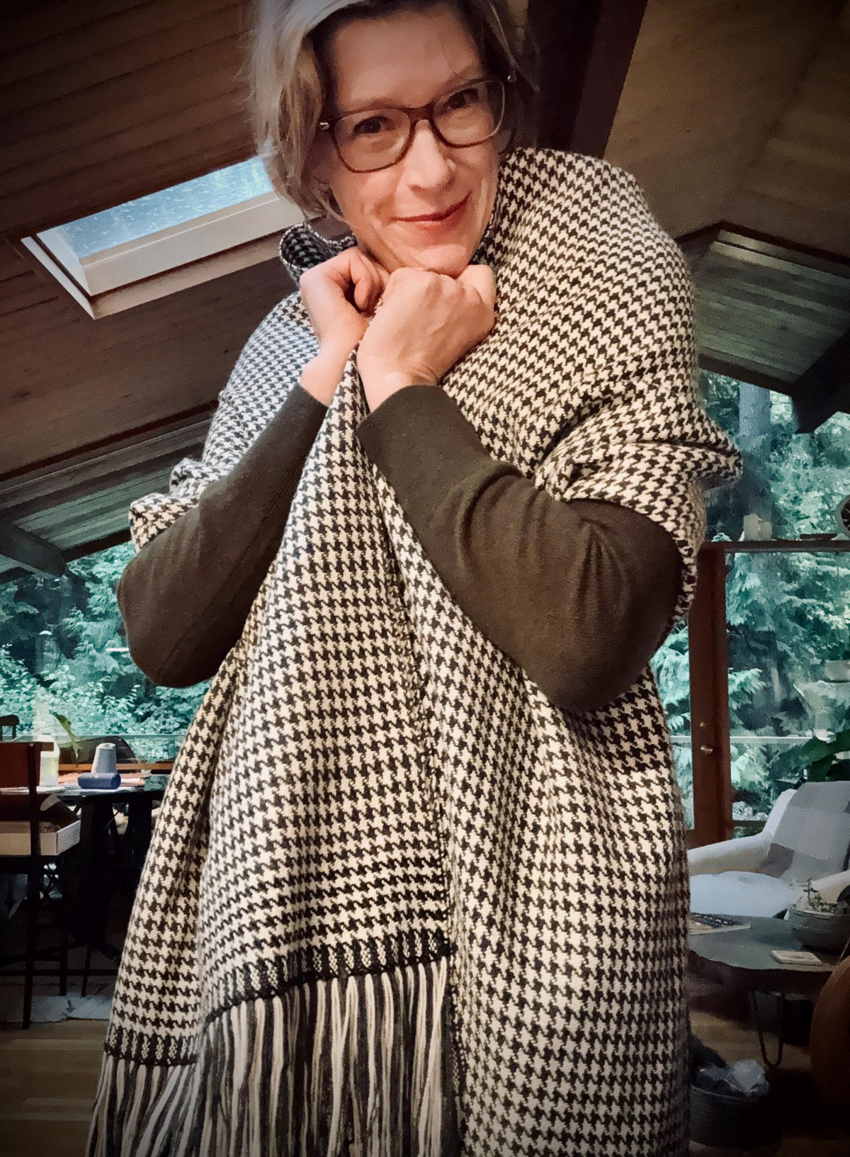Houndstooth Wrap - Alpaca, Silk, Merino