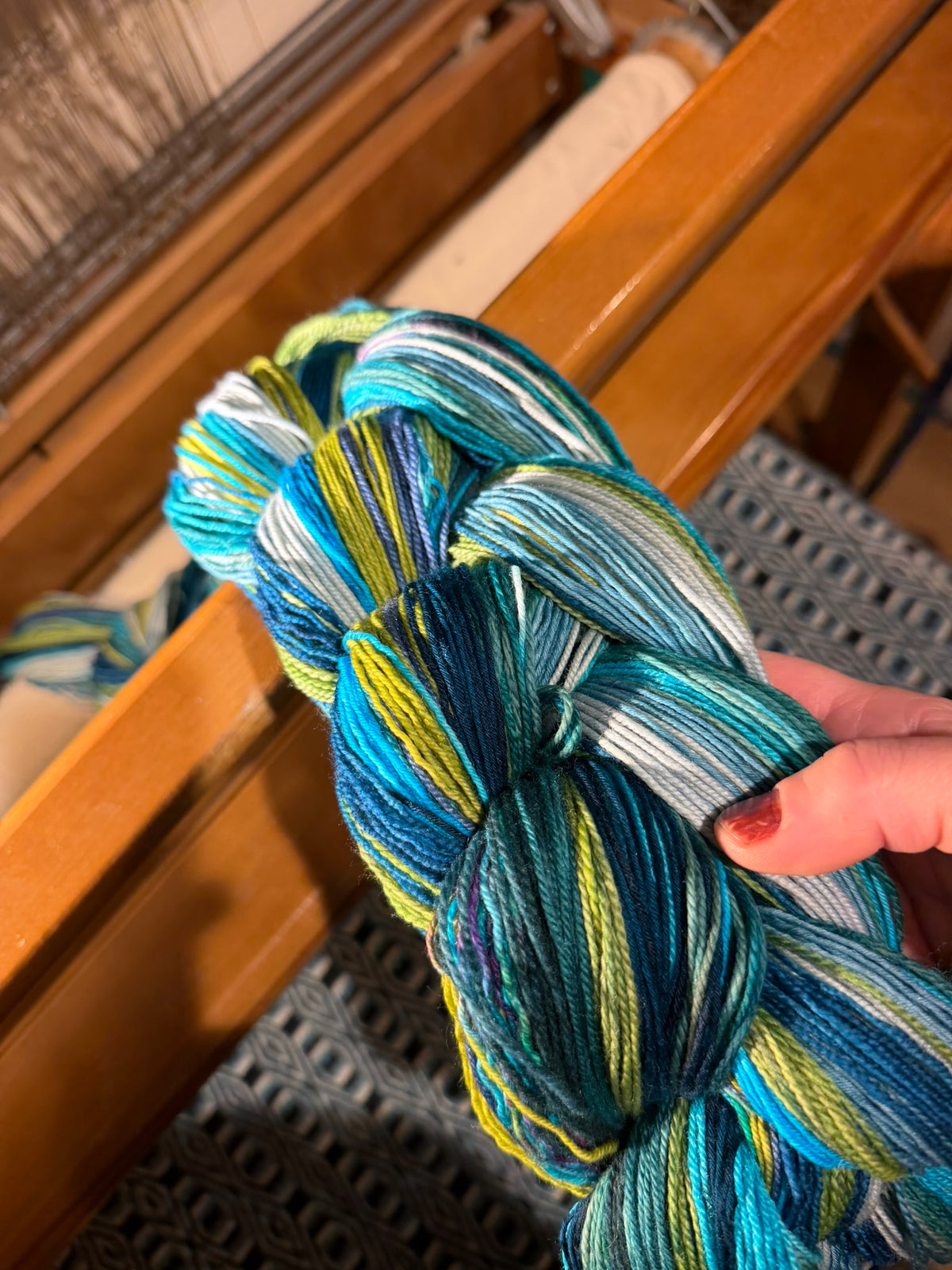Handwoven Merino Wrap - Spring Greens