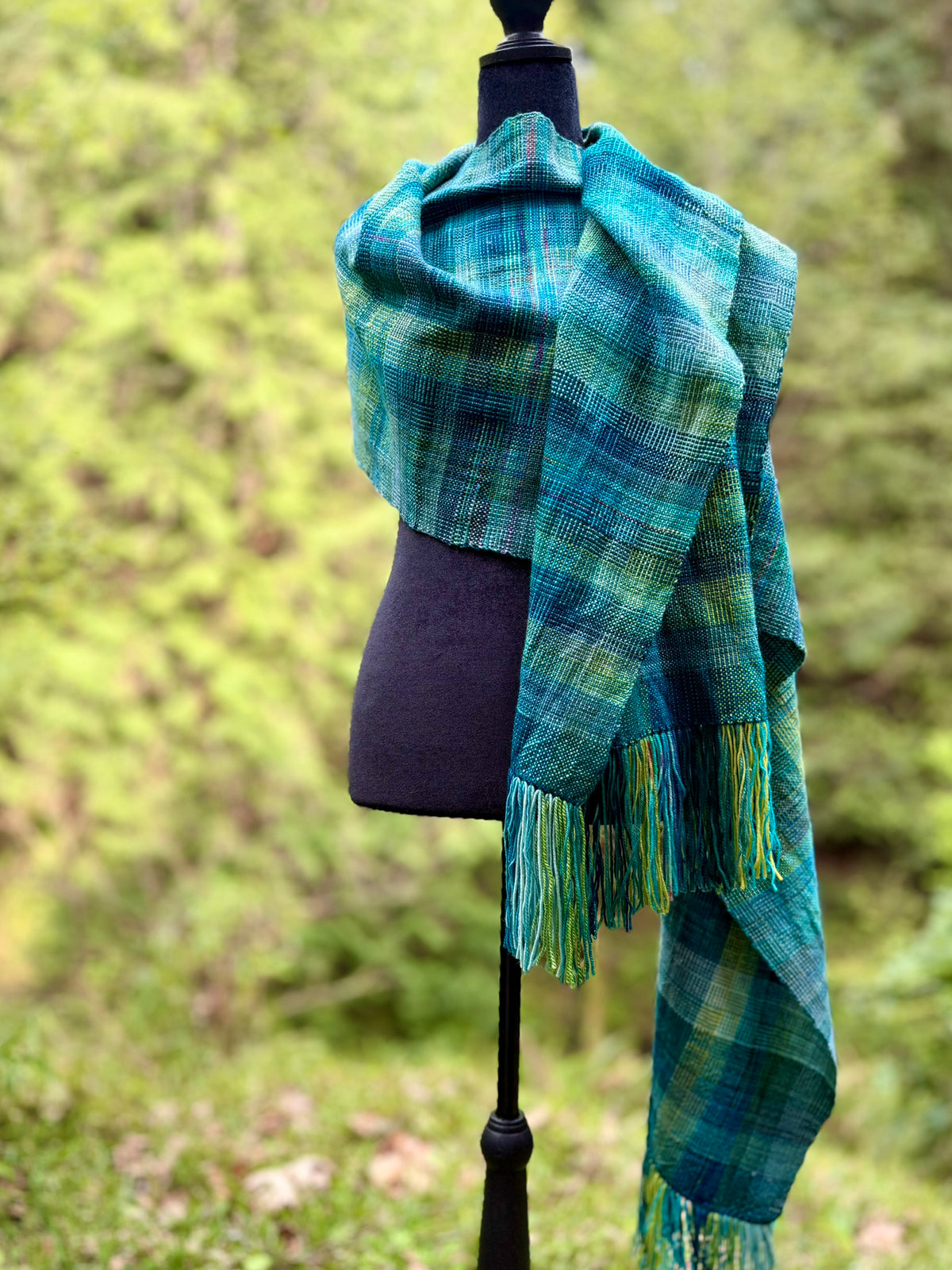 Handwoven Merino Wrap - Spring Greens