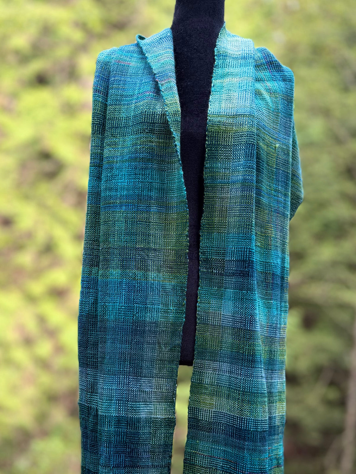 Handwoven Merino Wrap - Spring Greens