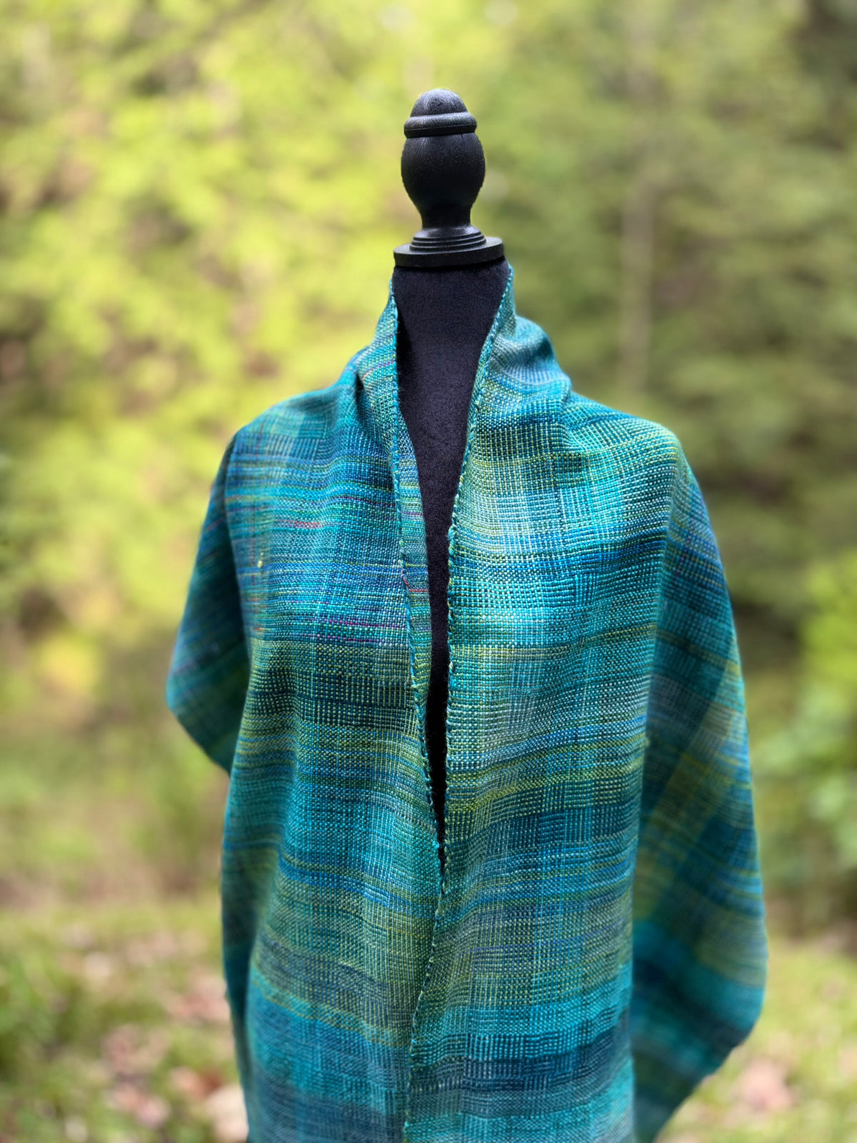 Handwoven Merino Wrap - Spring Greens
