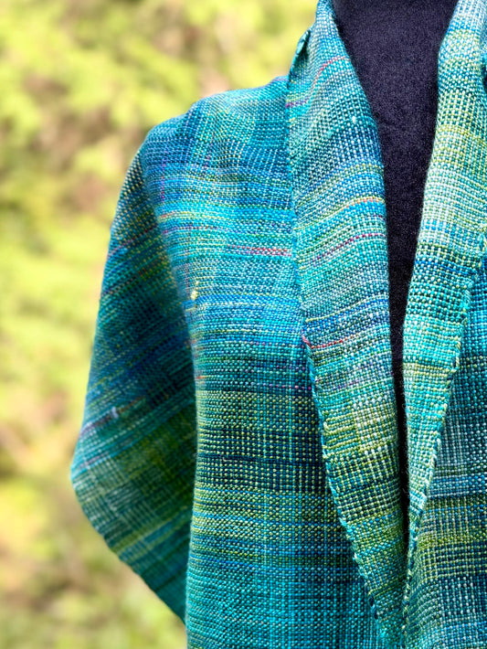 Handwoven Merino Wrap - Spring Greens