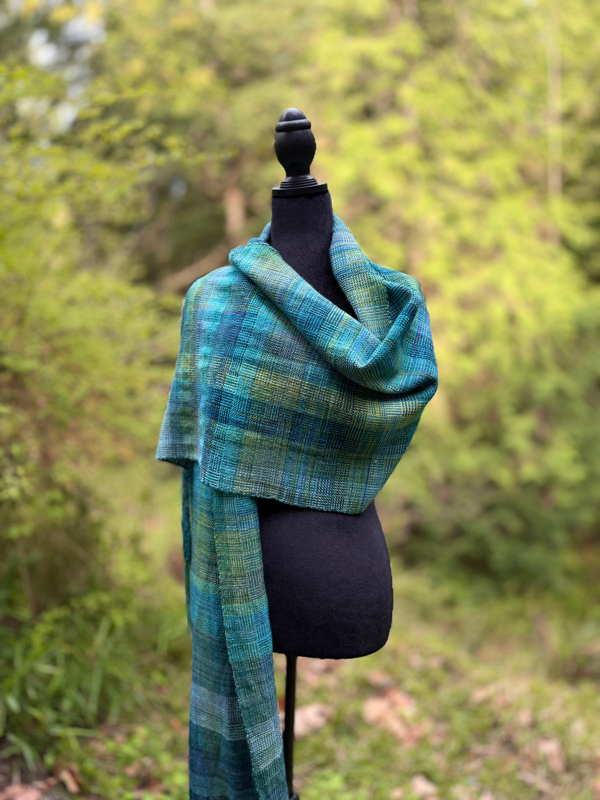 Handwoven Merino Wrap - Spring Greens