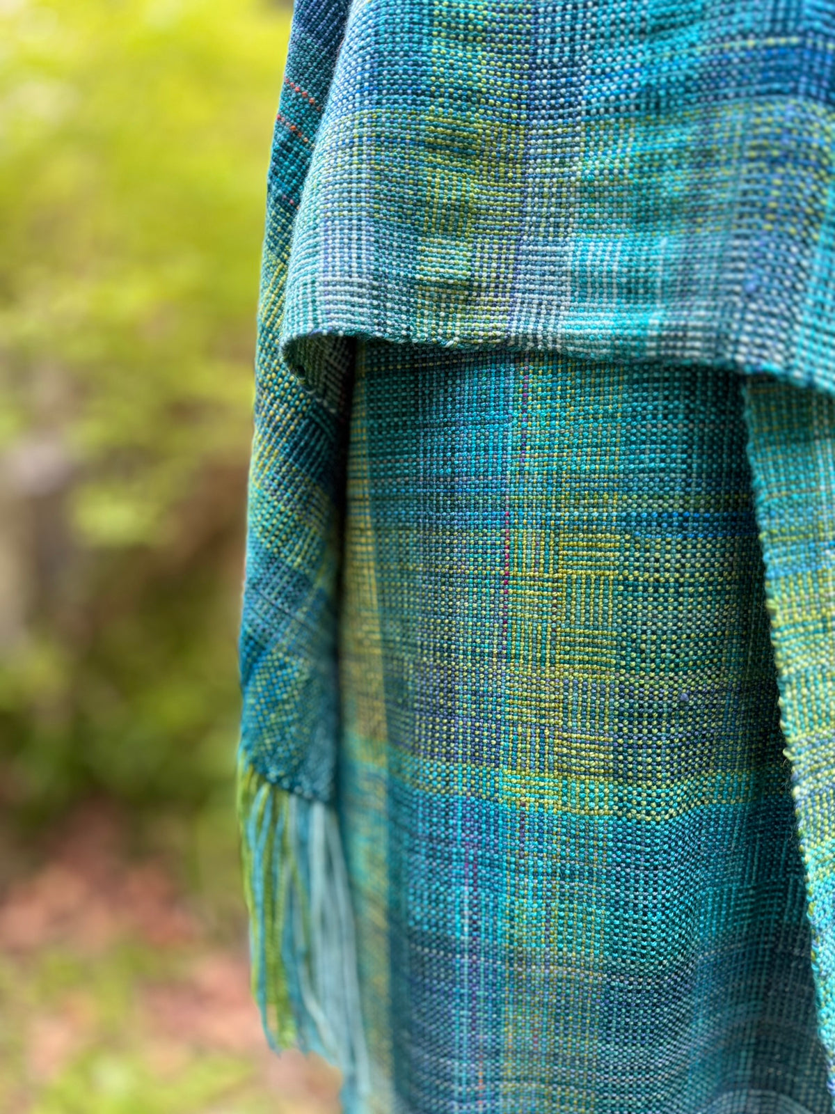 Handwoven Merino Wrap - Spring Greens
