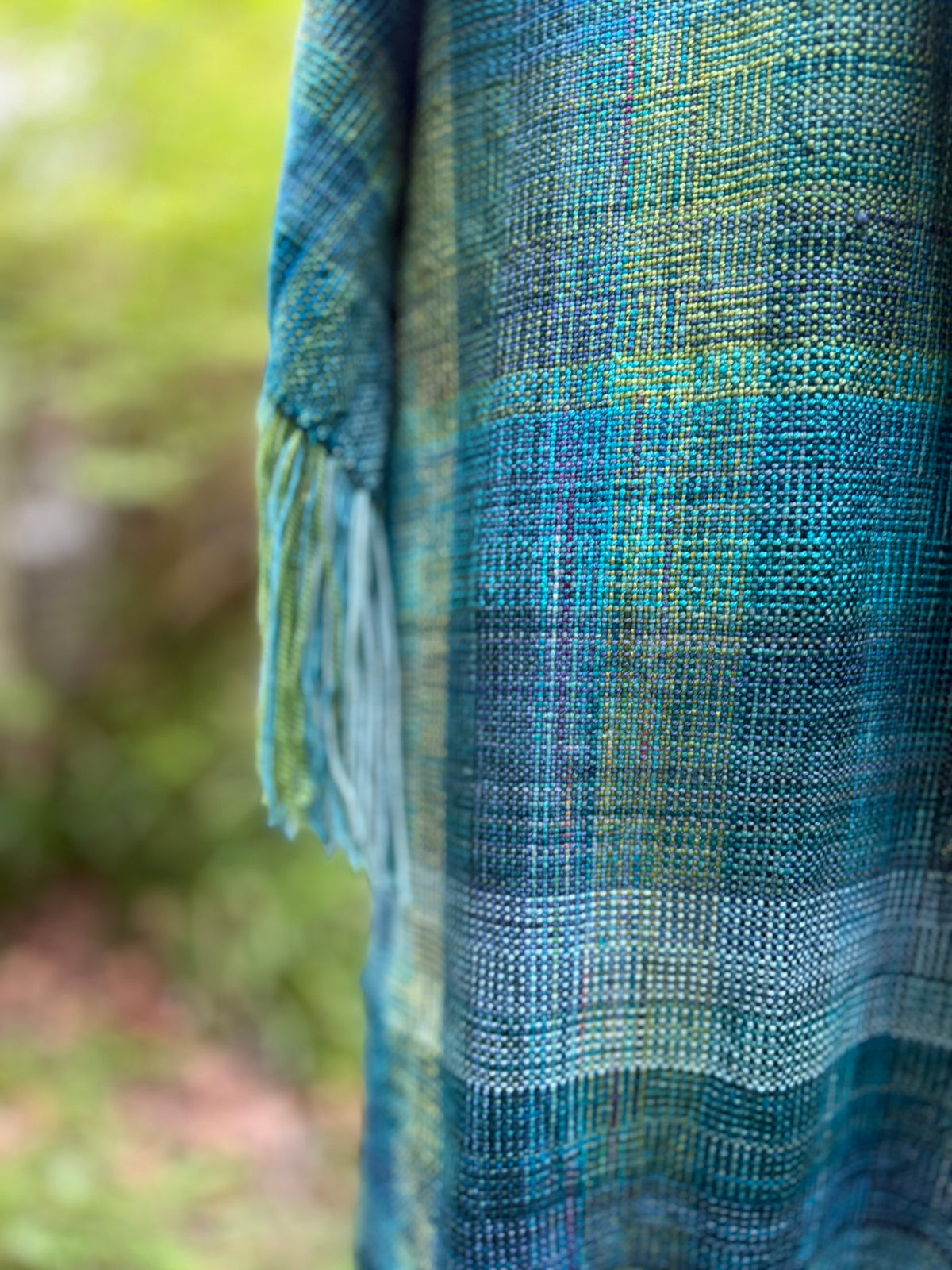 Handwoven Merino Wrap - Spring Greens