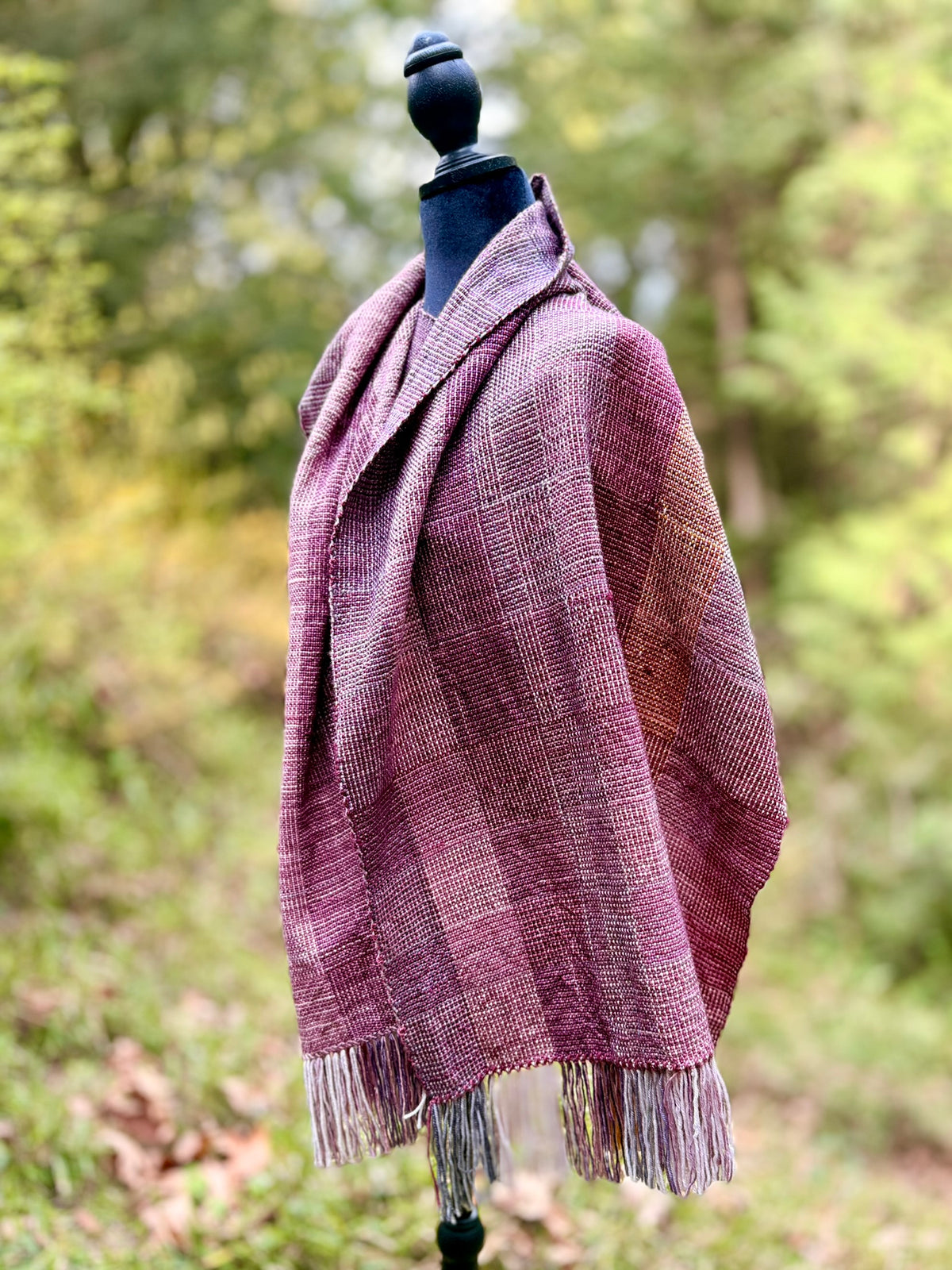 Handwoven Merino Wrap - Berry & Gold