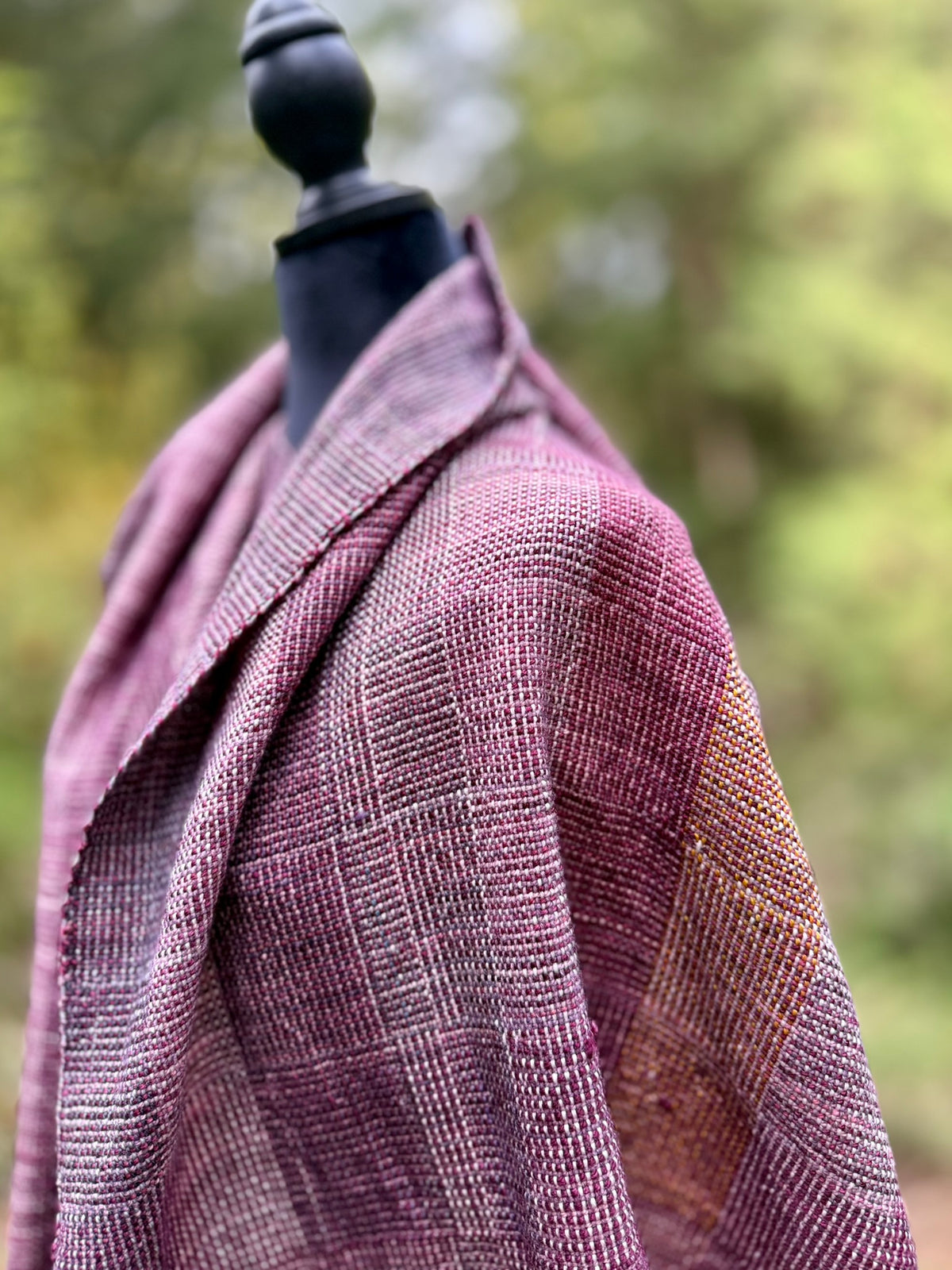 Handwoven Merino Wrap - Berry & Gold