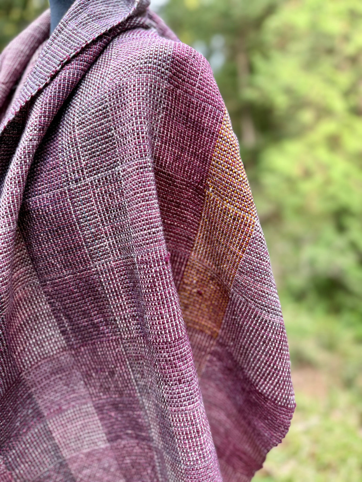 Handwoven Merino Wrap - Berry & Gold
