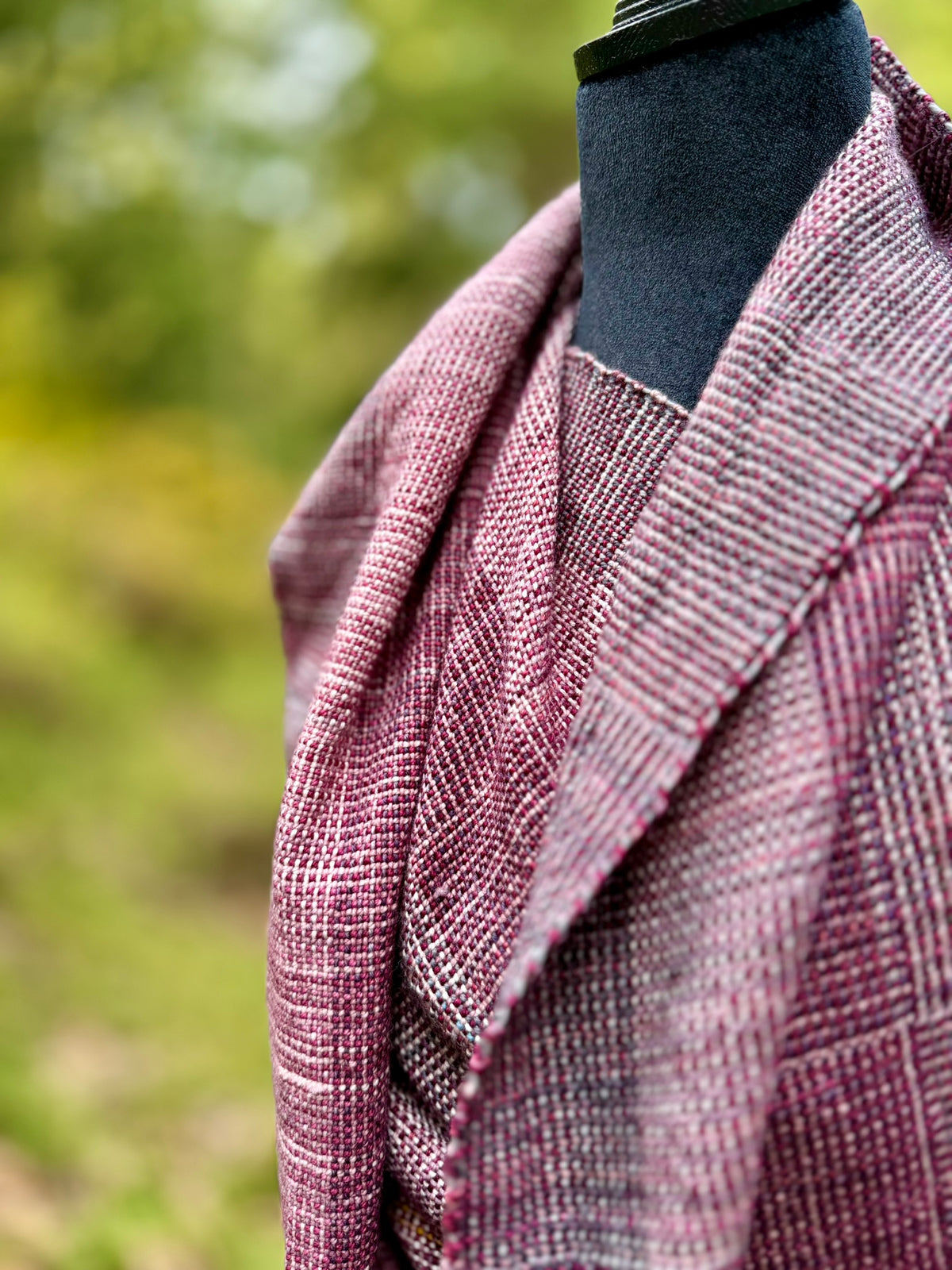 Handwoven Merino Wrap - Berry & Gold