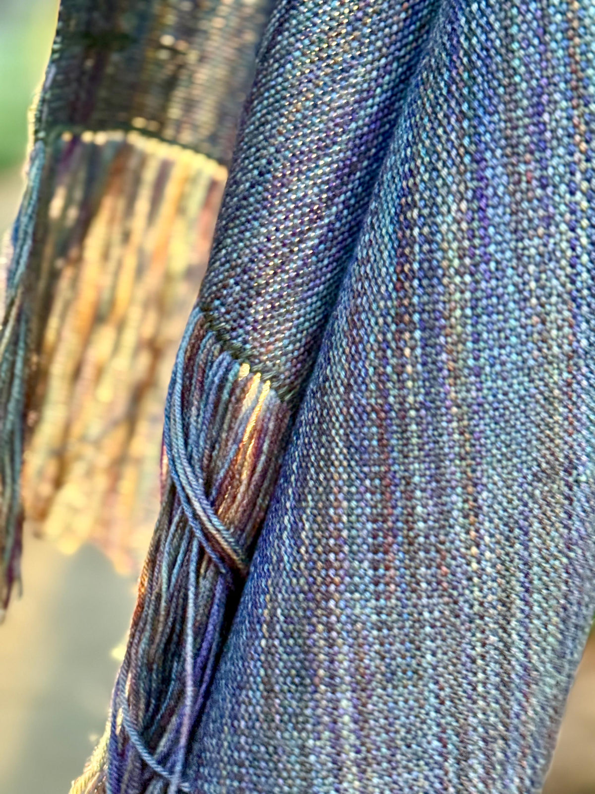 Merino Silk Scarf - Iridescent Purple and Green