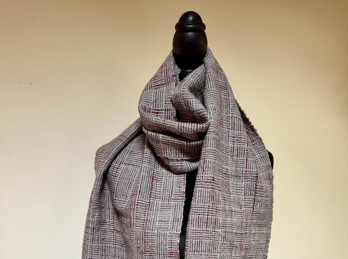 Merino Alpaca Silk - Silver and Plum Logcabin