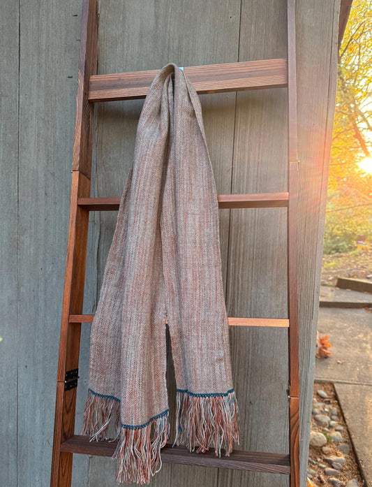 Merino Scarf: Taupe, Rust, Teal
