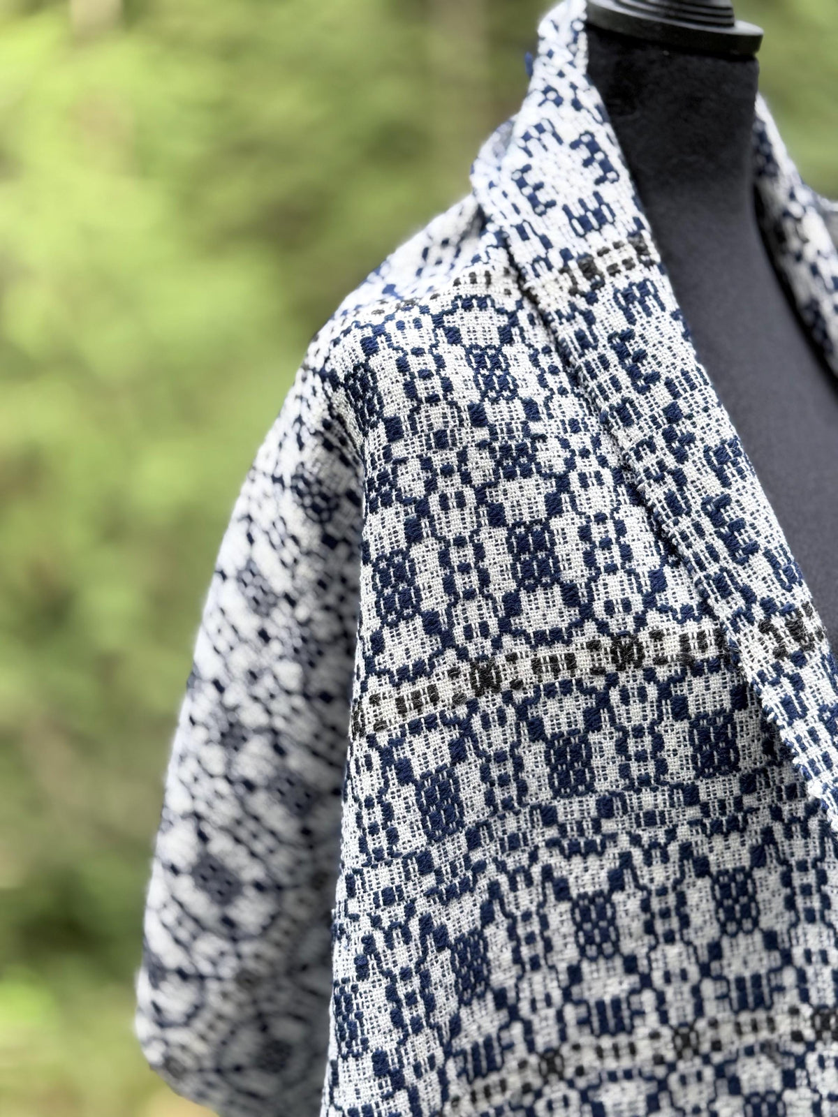 Overshot Shawl - Navy Highland Wool